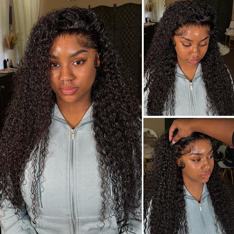 Klaiyi Jerry Curly Human Hair Wigs 7X5 Bye Bye Knots Lace Closure Wigs Flash Sale