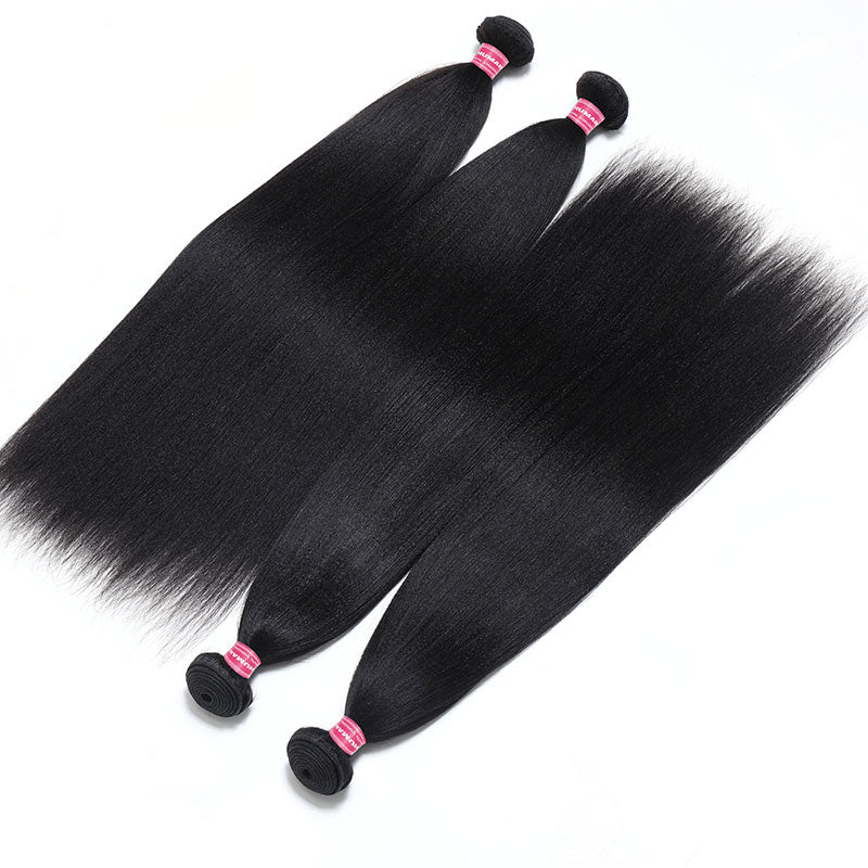 Klaiyi Yaki Straight Bundles Flash Sale Brazilian Human Virgin Hair Most Natural Yaki Weave 2/3/4 Bundles/Pack