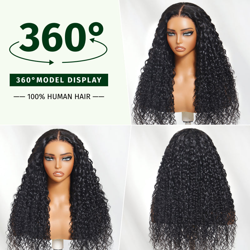 Klaiyi 13x4 Pre-Everything™ Lace Frontal Wig Water Wave & Curly  Mixed Human Hair Glueless Wig