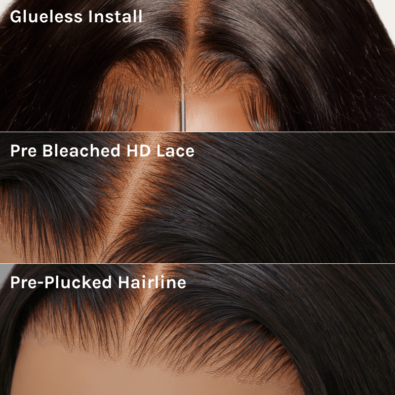 Klaiyi 13x4 3D Fluffy Body Wave Lace Frontal Wig with Curtain Bangs & Layers Pre everything Put on and Go Human Hair Wigs