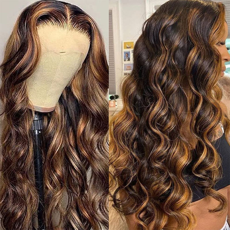 $100 OFF | Code: SAVE100 Klaiyi Dark Root Brown Balayage Highlight 3D Body Wave Bye Bye Knots Wig
