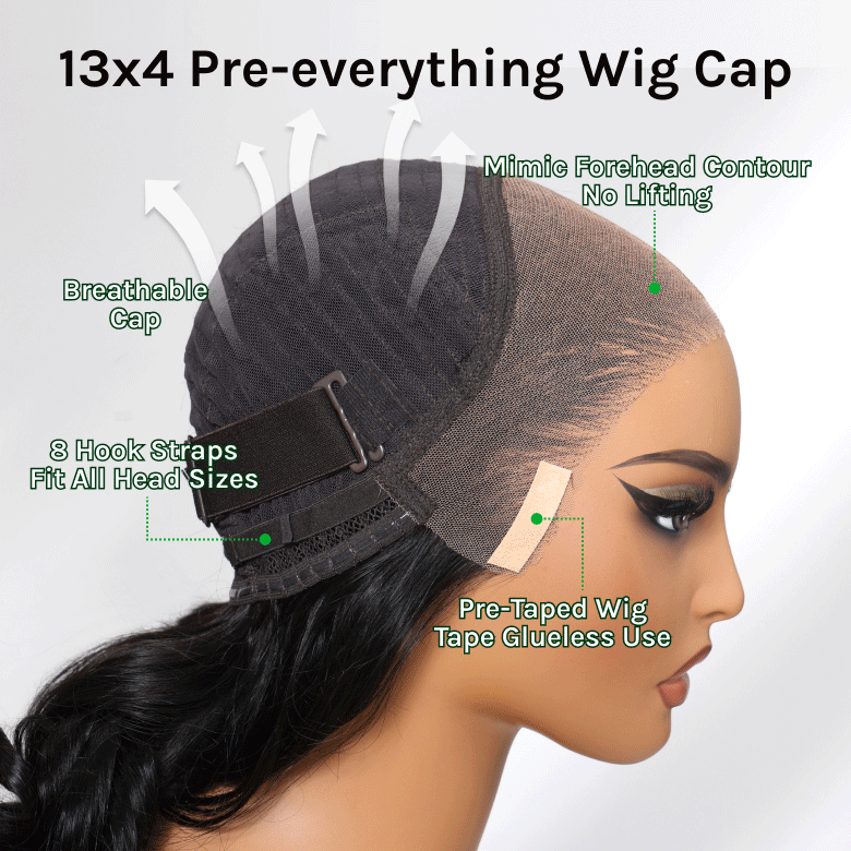 Klaiyi 13x4 /7x5 3D Fluffy Body Wave Lace Frontal Wig with Bangs & Layers Pre everything Wigs Human Hair Flash Sale