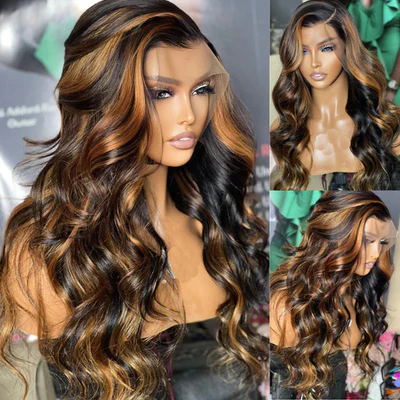 $100 OFF | Code: SAVE100 Klaiyi Dark Root Brown Balayage Highlight 3D Body Wave Bye Bye Knots Wig