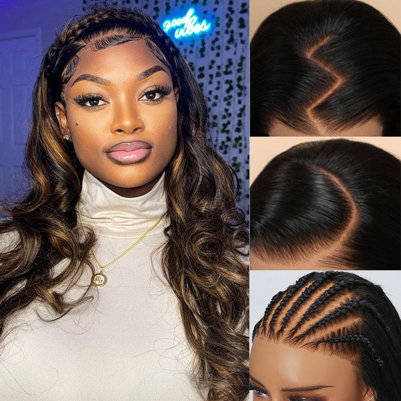 $100 OFF | Code: SAVE100 Klaiyi Dark Root Brown Balayage Highlight 3D Body Wave Bye Bye Knots Wig