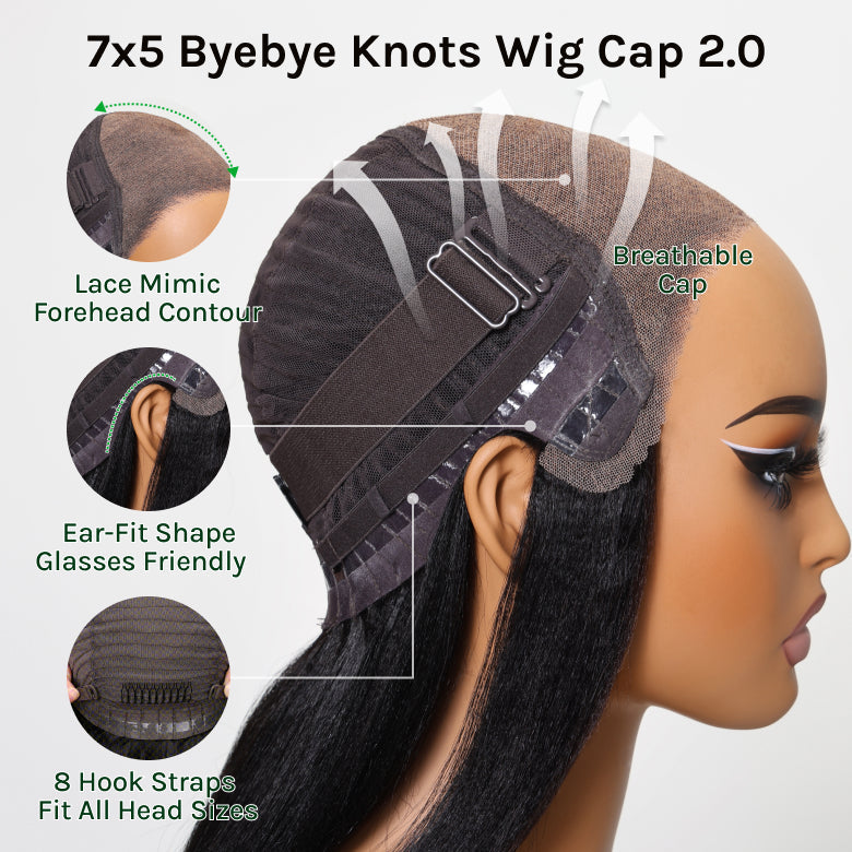Klaiyi Ombre Highlight Blonde Body Wave 7x5 Bye Bye Knots Lace Wig Human Hair Put on and go Wigs
