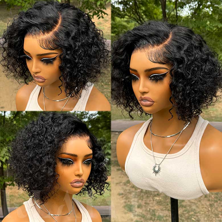 Klaiyi Jerry Curly Human Hair Wigs 7X5 Bye Bye Knots Lace Closure Wigs Flash Sale
